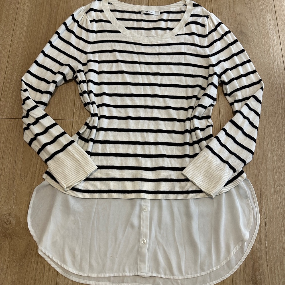 Reitmans Black and White Striped Top